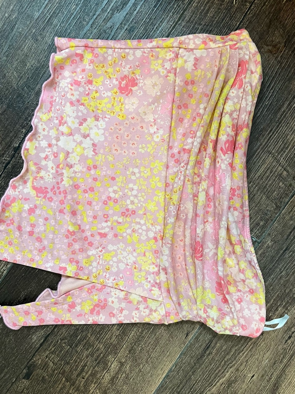 SHEIN Pink Floral Asymmetrical Mesh Tube Top Size Medium Fairycore
